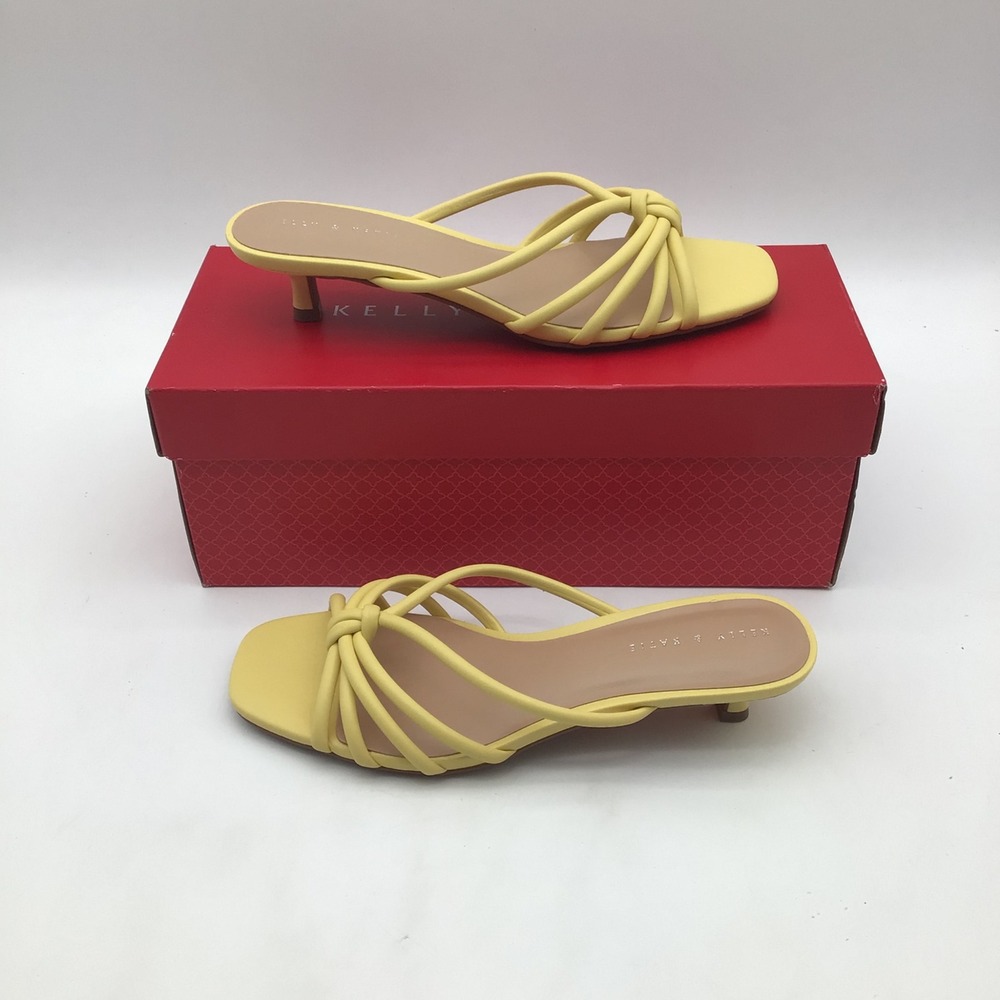 Kelly & Katie Zyna Mellow Yellow Strappy Kitten Heel Sandals Womens Size 6M NEW‎